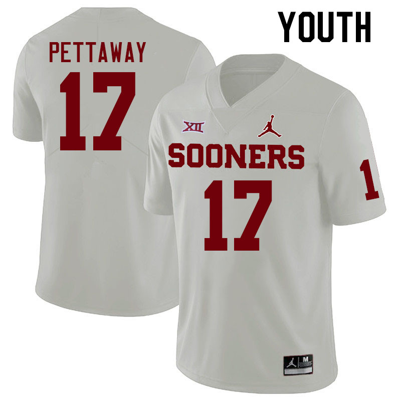Youth #17 Jaquaize Pettaway Oklahoma Sooners College Football Jerseys Stitched Sale-White - Click Image to Close